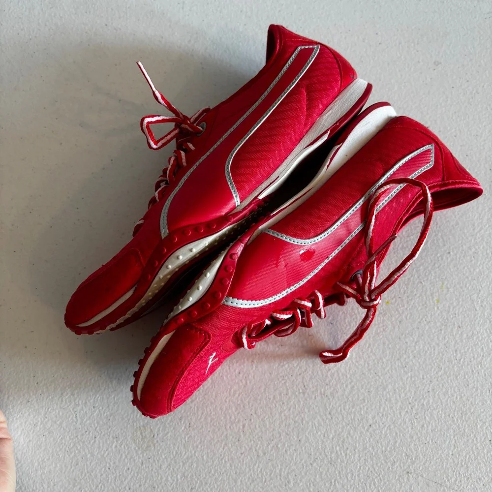 Puma Fitness Women Red Silver Low Top Athletic Sneakers Shoes Size 8 Lace Up